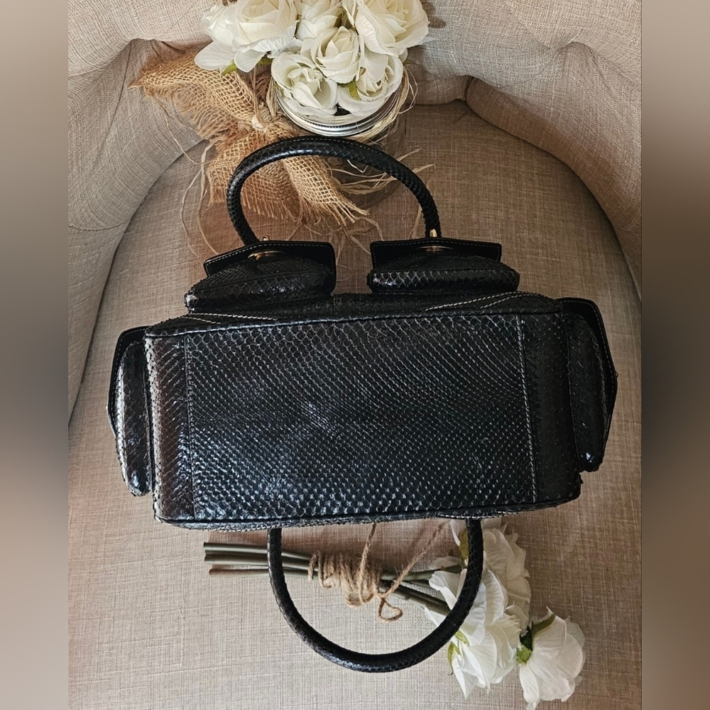 Vintage Coach Genuine Python Gallery Pocket Sachel # 8A84 ( Black ) - Picture 8 of 16